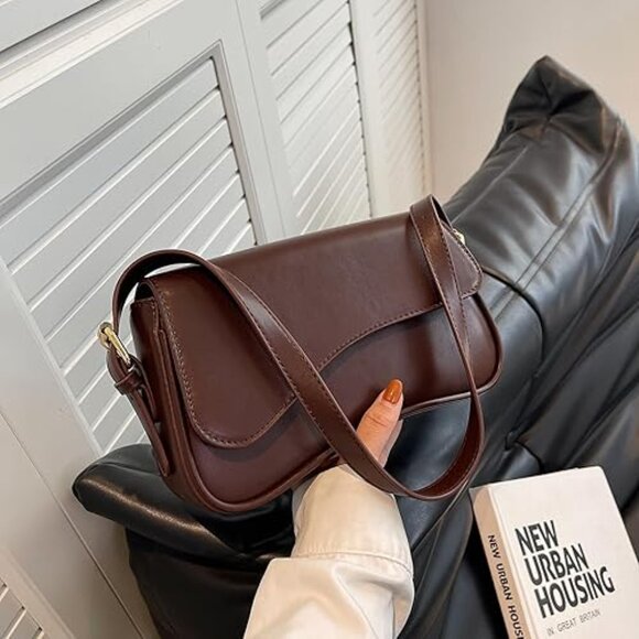 Neiman Marcus Coffee Vegan Leather Purse - Picture 3 of 4